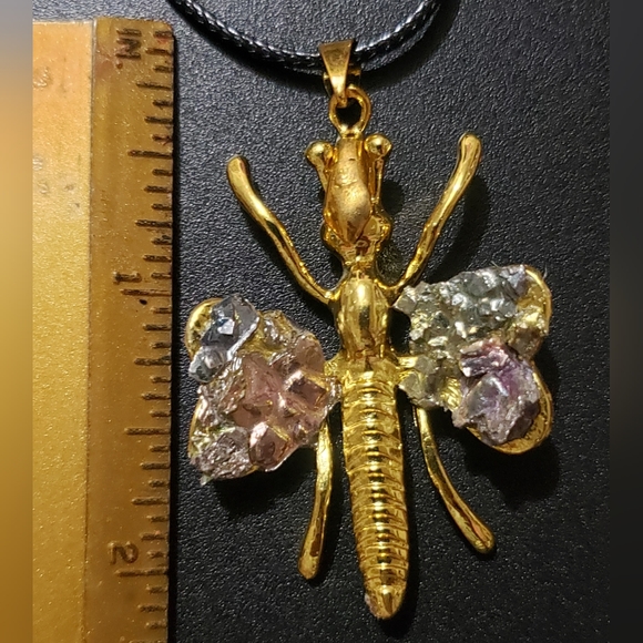 Bismuth Dragonfly pendant Necklace - Picture 8 of 9